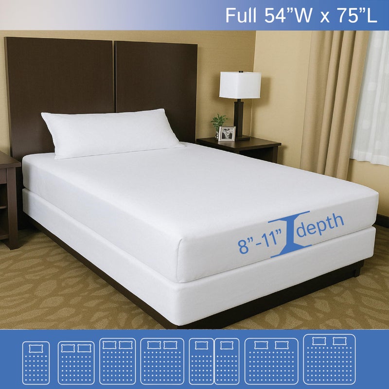 Four Seasons Essentials Full Size Mattress or Box Spring Encasement (8"-11" Depth) Waterproof Zippered Protector Hypoallergenic Premium Bedbug Double Size Bed Cover Protects from Dust White - Image 2